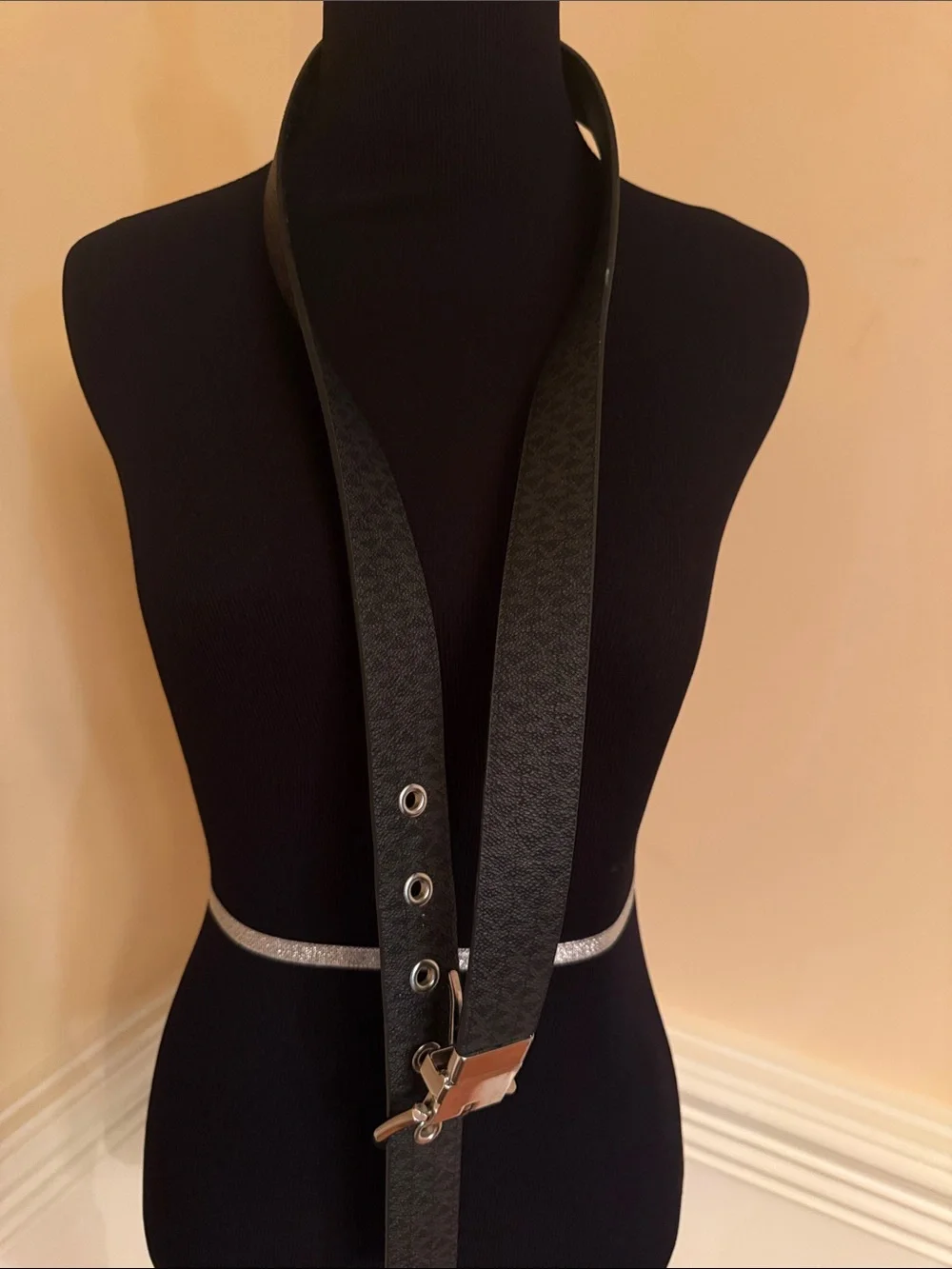 Michael Kors Brown‎ Monogram Logo Belt with Silver Buckle